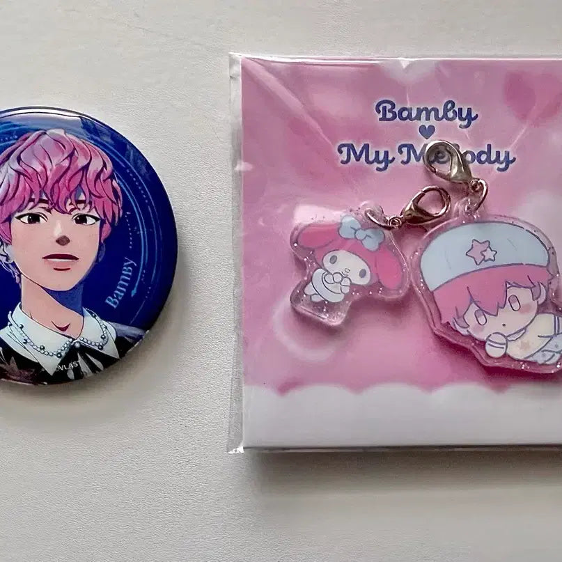 [BUNJANG] PLAVE Bambi Charm Keychain & Can Badge Set / 플레이브 밤비 참키링 캔뱃지