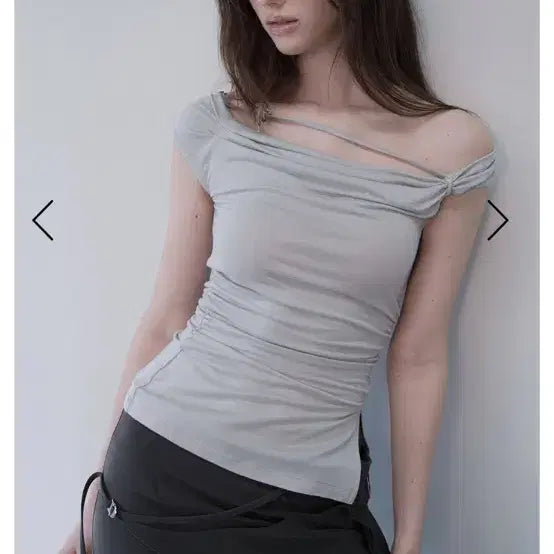 [BUNJANG] Damio Draped Strap Sleeveless Top (Light Gray) / 데미오 damio Draped Strap Sleeveless Top (Light Gray)