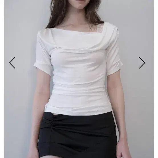 [BUNJANG] Damio Draped Lace-Trim Top (White) / 데미오 damio Draped Lace-Trim Top (White)