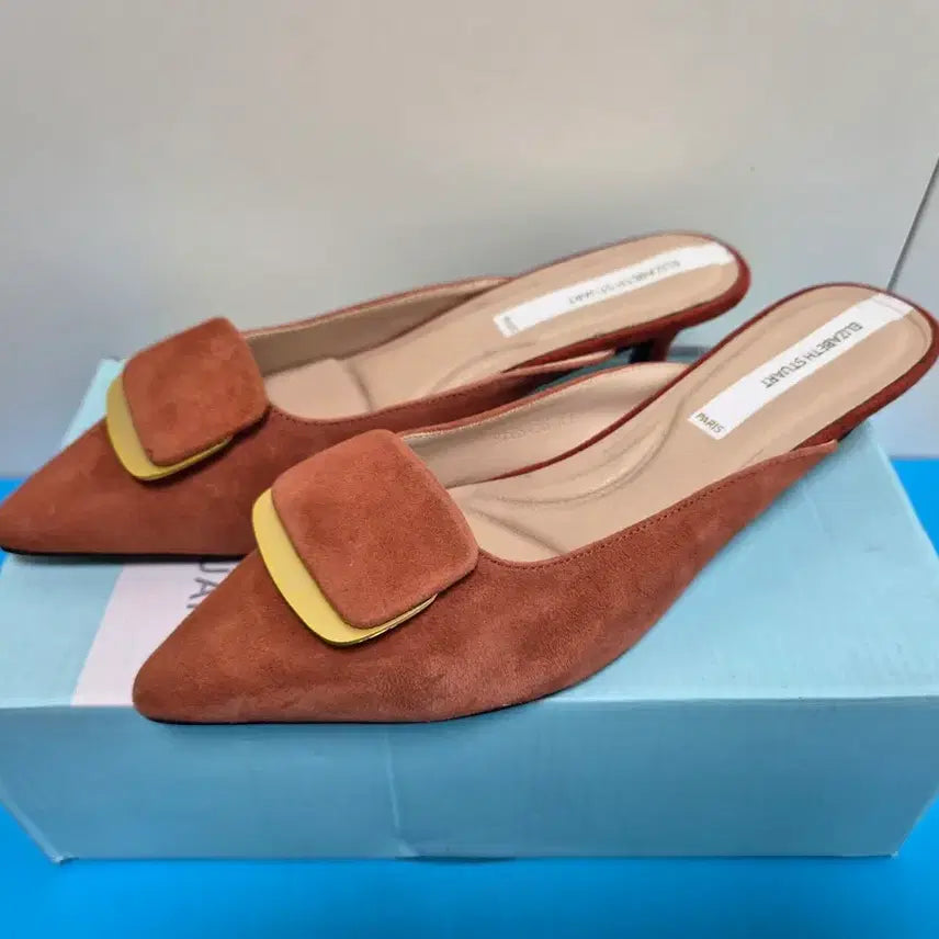 [BUNJANG] Elizabeth Stuart Suede Mule Heels Brown Size 240 / 엘리자베스 스튜어트 스웨이드 뮬 힐 브라운 240