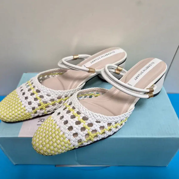 [BUNJANG] Elizabeth Stuart White Yellow Sandals Size 245 / 엘리자베스 스튜어트 샌들 화이트 옐로우 245