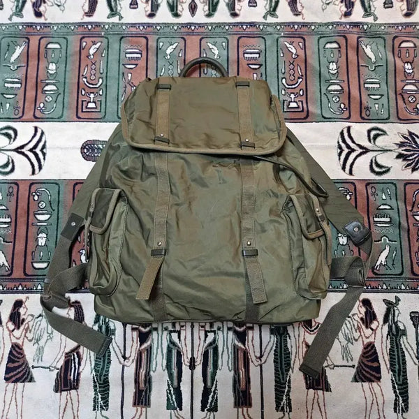 [BUNJANG] Jain Song Olive Nylon Leather Combination Military Backpack / 제인송(Jain Song) 올리브 나일론 레더 콤비 밀리터리 백팩