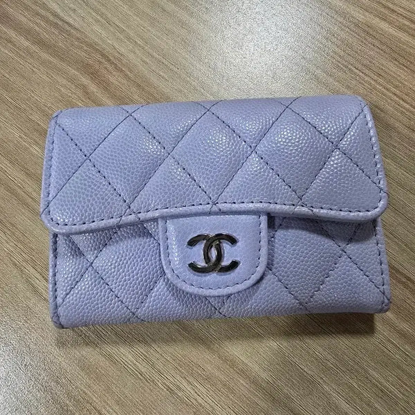 [BUNJANG] Chanel Caviar Quilted Card Holder Lavender Silver Hardware / 샤넬 캐비어 카드지갑 라벤더