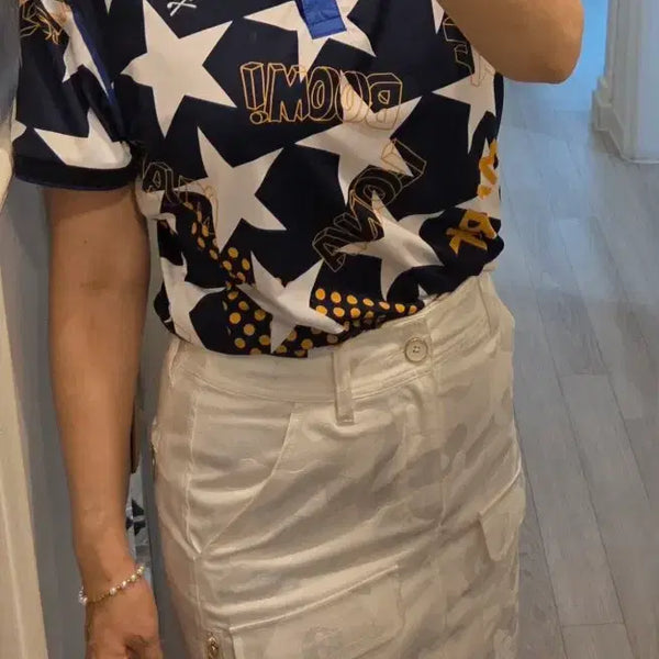 [BUNJANG] Mark &ロナ White Camouflage Pattern Skirt Size 36 / 마크앤로나 화이트 카모플라쥬 패턴 스커트36