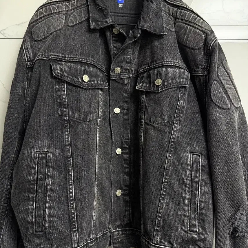[BUNJANG] Easy Gap Padded Denim Jacket Grey Wash / [M]이지갭 패디드 데님자켓 그레이워시 흑청