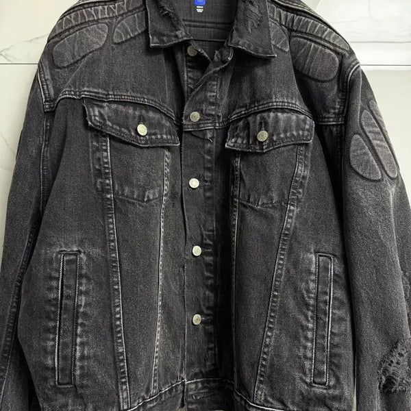 [BUNJANG] Easy Gap Padded Denim Jacket Grey Wash / [M]이지갭 패디드 데님자켓 그레이워시 흑청