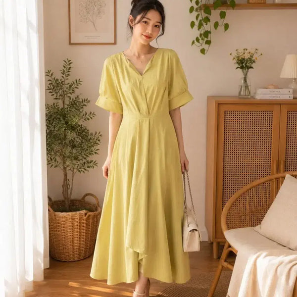 [BUNJANG] Women's Summer Lime Green Long Dress / 여성 여름 원피스 라임색