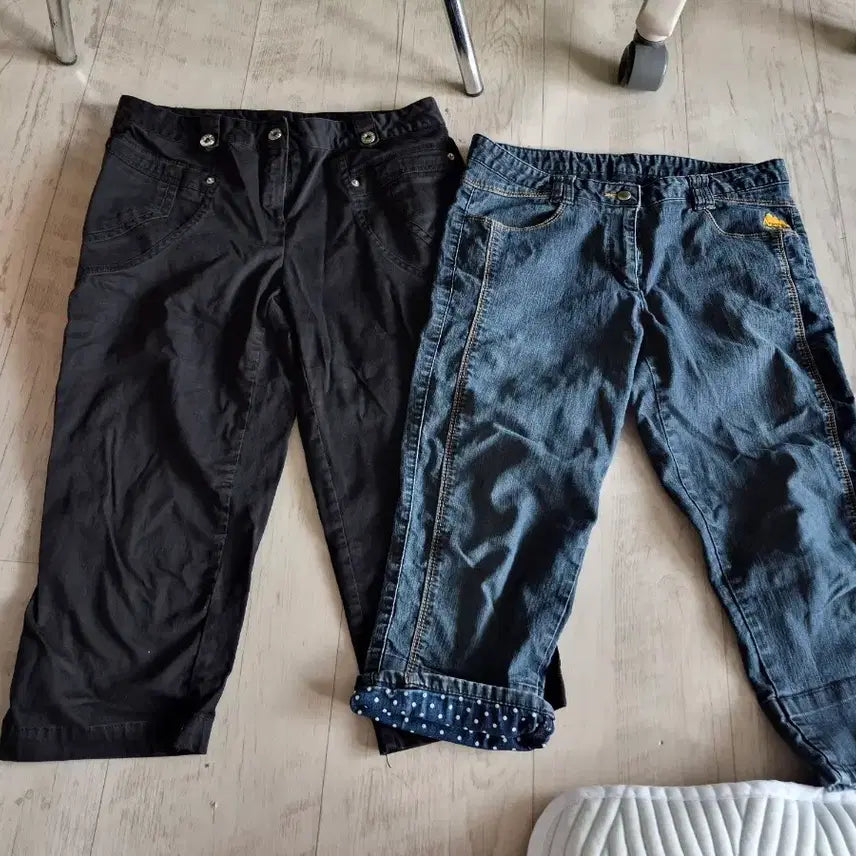 [BUNJANG] Black & Denim 7-Quarter Pants (29-30 Size) / 칠부바지2장. 29~30사이즈 허단40cm