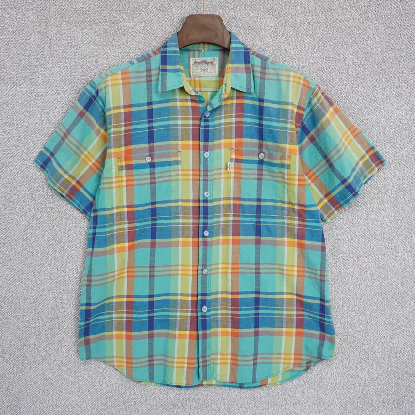 [BUNJANG] Levi's 80s Vintage White Tab Multi-Check Shirt (Size 100-105) / 리바이스 80s 빈티지 화이트탭 멀티 체크 셔츠 100-105size