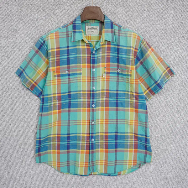 [BUNJANG] Levi's 80s Vintage White Tab Multi-Check Shirt (Size 100-105) / 리바이스 80s 빈티지 화이트탭 멀티 체크 셔츠 100-105size