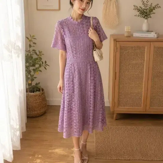 [BUNJANG] Lace Dress Lavender / 레이스 원피스 라벤더