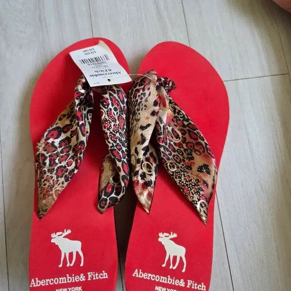 [BUNJANG] Abercrombie & Fitch Red Slides Size 38 / 아베크롬비앤피치 쪼리 레드 38사이즈