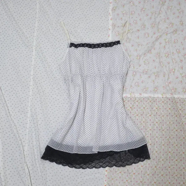 [BUNJANG] Vintage Mori Lace Dot Camisole Y2K / 빈티지 모리 레이스 도트 나시 y2k