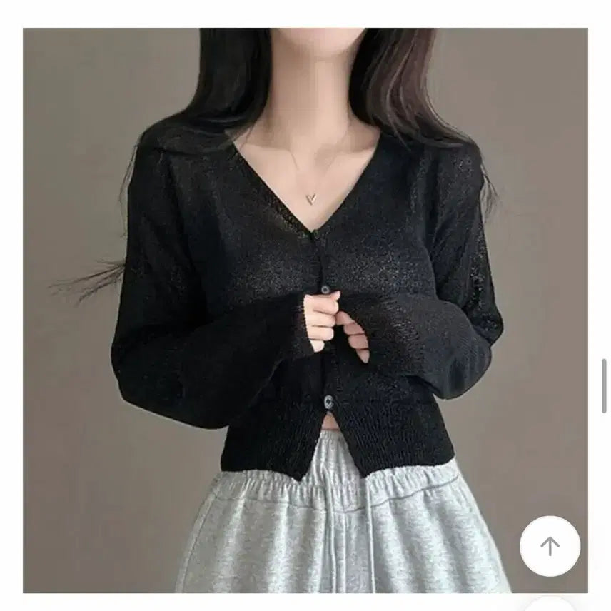[BUNJANG] Summer Cropped V-Neck Knit Cardigan / 에이블리 여름 크롭 브이넥 니트 가디건