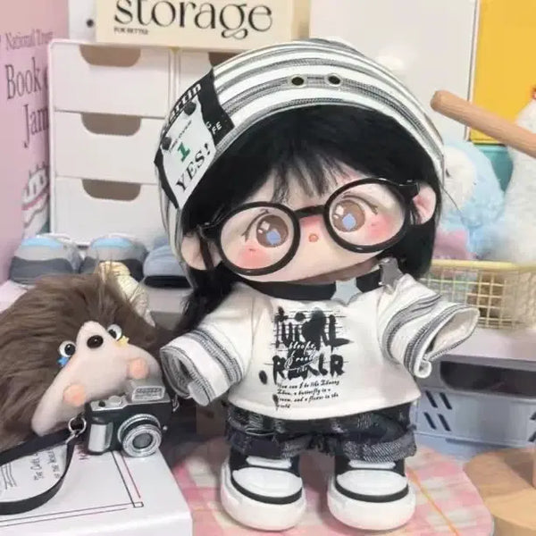 [BUNJANG] 10cm Doll Clothes Set (Top, Bottom, Hat, Choker) / 10cm 인형옷(안경제외)