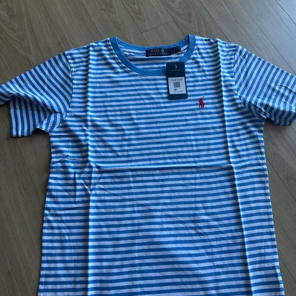 [BUNJANG] Polo Ralph Lauren Striped Short-Sleeve T-Shirt Blue / 폴로 랄프로렌 스트라이프 반팔 티셔츠 블루