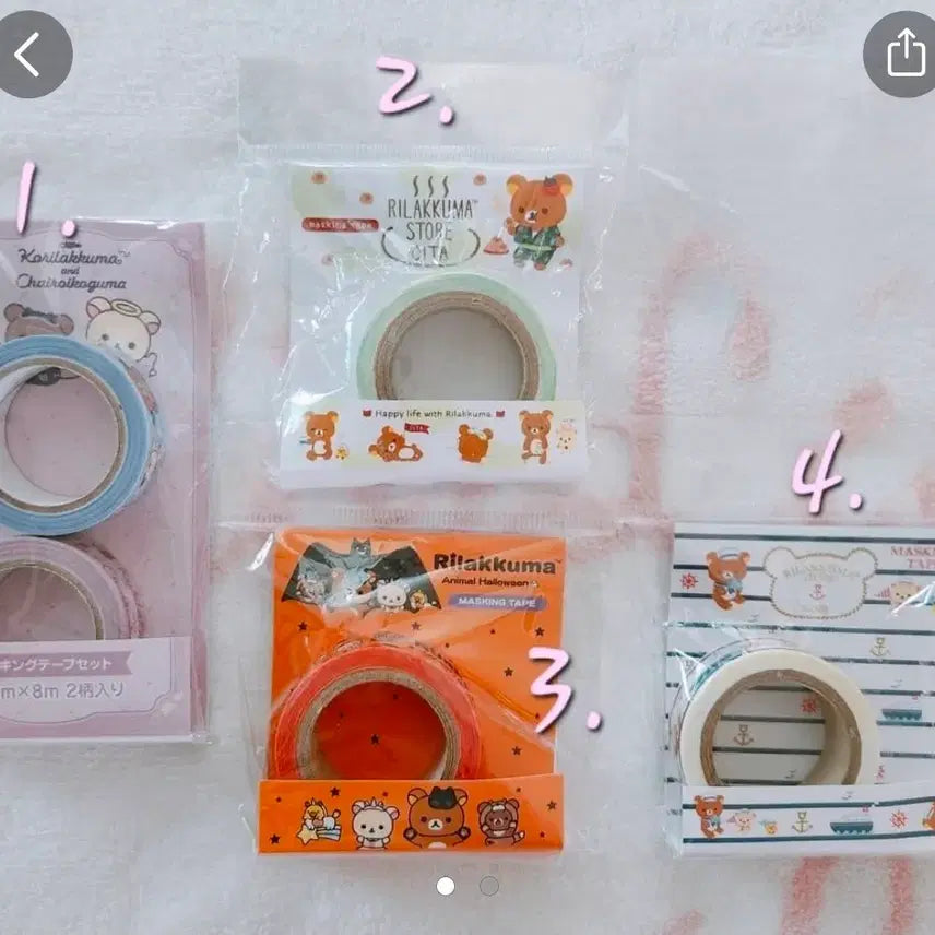[BUNJANG] Rilakkuma Classic Masking Tape Set (Korilakkuma, Kogumakuma) - San-X Stickers / 리락쿠마 고전 마스킹 테이프 코리락 코구마 다꾸 산엑스 스티커 문구