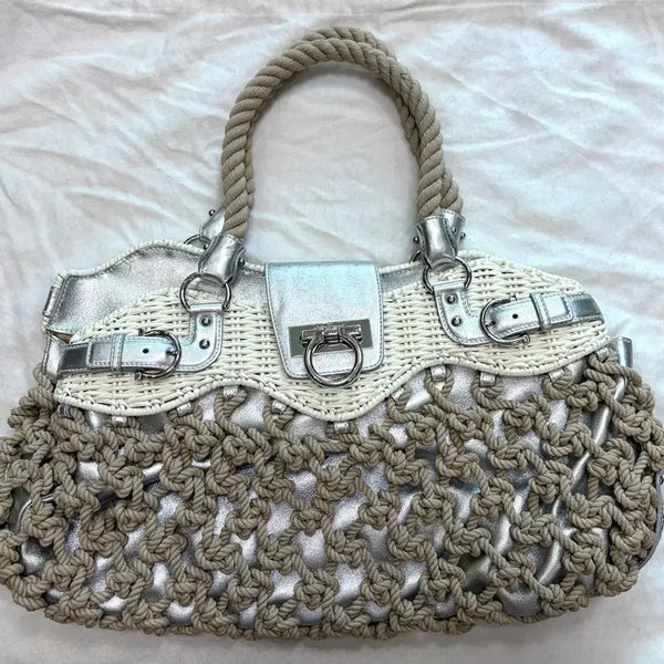 [BUNJANG] Salvatore Ferragamo Gancini Marisa Rope Handle Bag / 페라가모 간치니 마리사 로프 핸드백