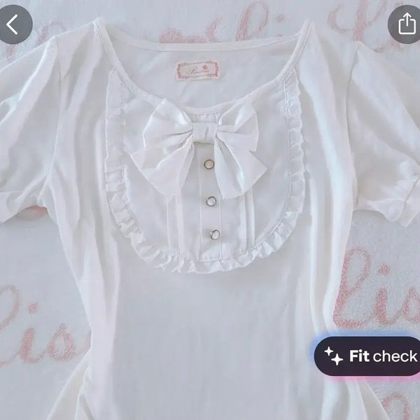 [BUNJANG] Penderie Ribbon Gyaru Short Sleeve Top / 펜데리 Penderie 리본 갸루 반팔 탑 로걀 핀터레스트 리즈리사