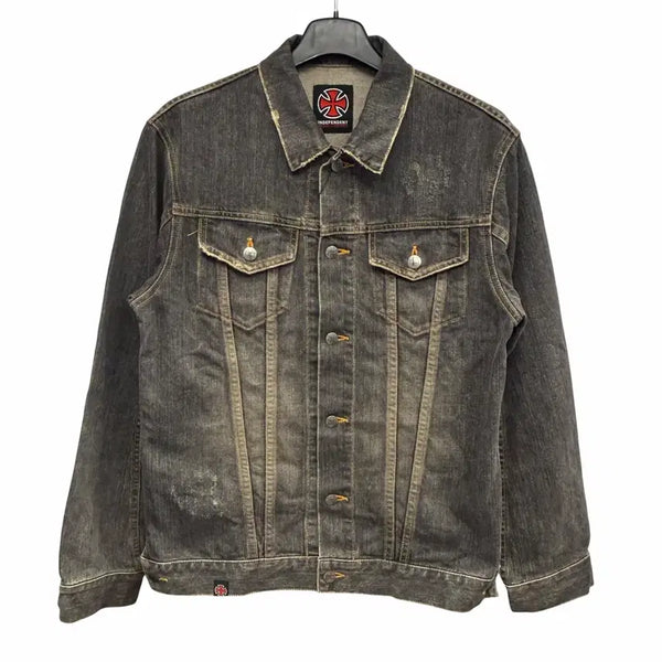 [BUNJANG] Independent Black Denim Grunge Trucker Jacket (M) / 인디펜던트 흑청 데님 그런지 트러커 자켓 M
