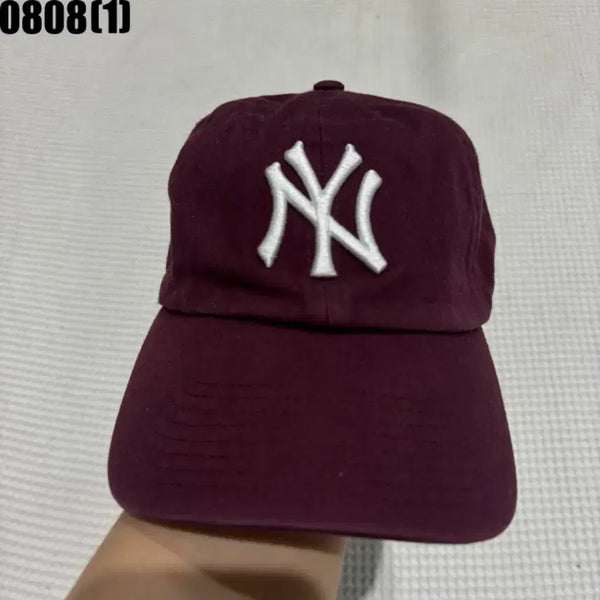 [BUNJANG] New York Yankees Burgundy Baseball Cap / 뉴욕 양키스 볼캡 모자 버건디