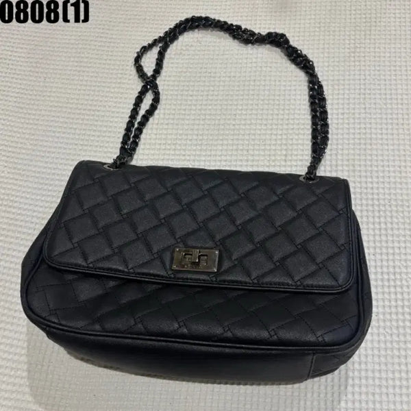 [BUNJANG] Sisley Quilted Chain Shoulder Bag Black / 시슬리 퀼팅 체인 숄더백 가방 검정색