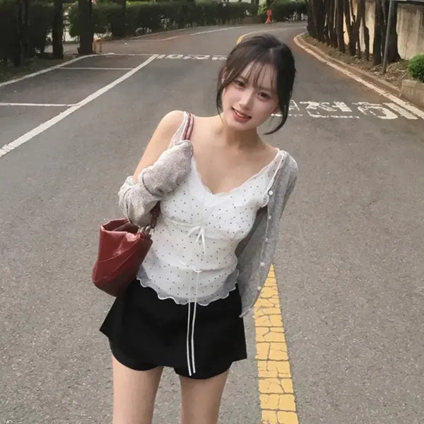 [BUNJANG] Javeline Jeveun See-through Long Sleeve Cardigan / 에이블리 제이블린 제븐 시스루 긴팔 살안타템 가디건