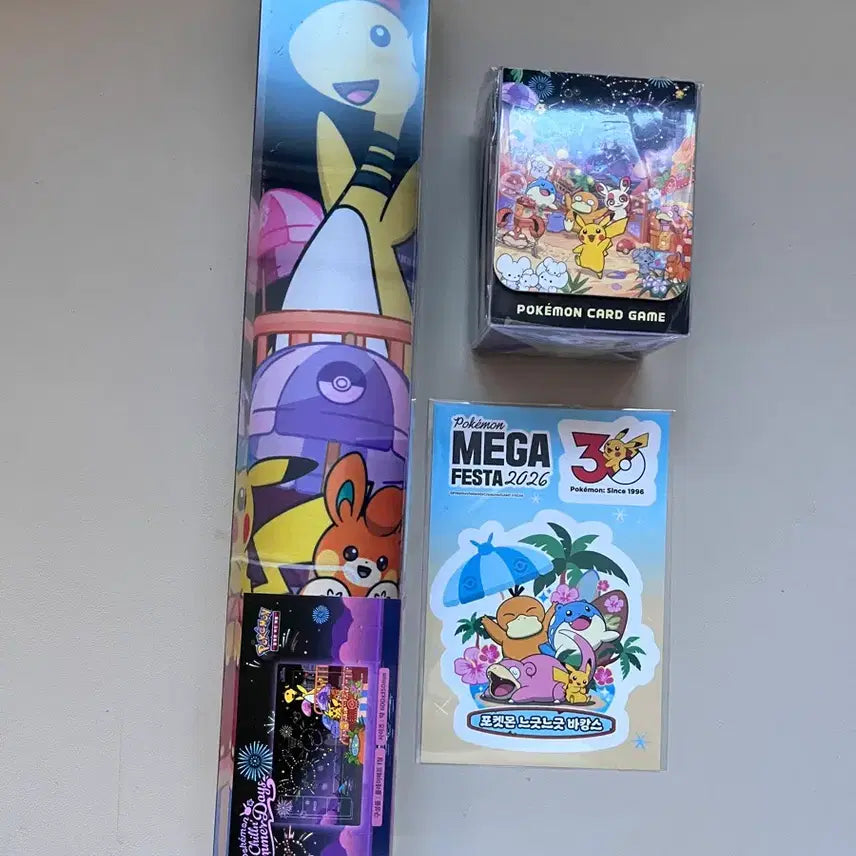 [BUNJANG] Pokemon TCG Busan Pop-up Exclusive Fireworks Playmat & Deck Case Bundle (Sealed) / 특전)부산 포켓몬카드 팝업 불꽃놀이 플레이매트, 덱케이스 미개봉 2종
