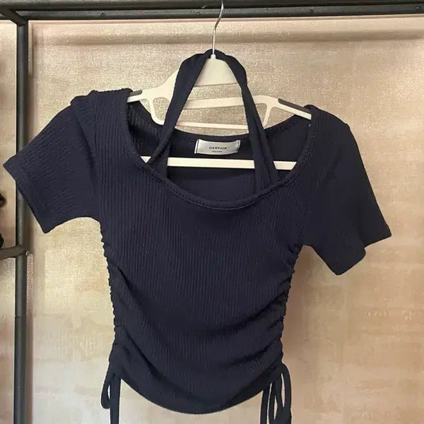 [BUNJANG] Short Sleeve Shirring Neck Tank Top / 반팔 셔링 넥 나시