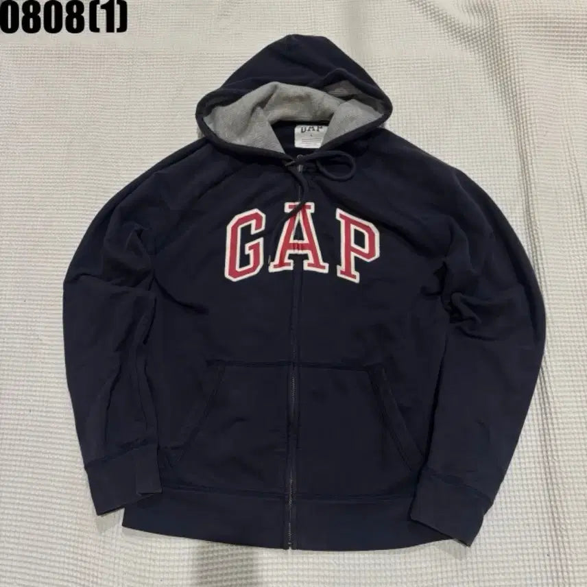 [BUNJANG] GAP Logo Hooded Zip-Up Navy L / GAP 로고 후드 집업 네이비 L