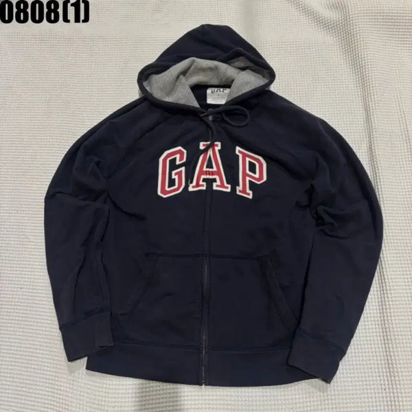 [BUNJANG] GAP Logo Hooded Zip-Up Navy L / GAP 로고 후드 집업 네이비 L