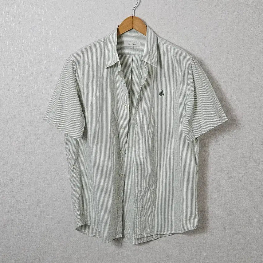[BUNJANG] Beanpole New Seer Sucker Short Sleeve Shirt Green Functional M 100 / 빈폴 신형 시어서커 반팔셔츠 그린 기능성 M 100 (거의 새상품)