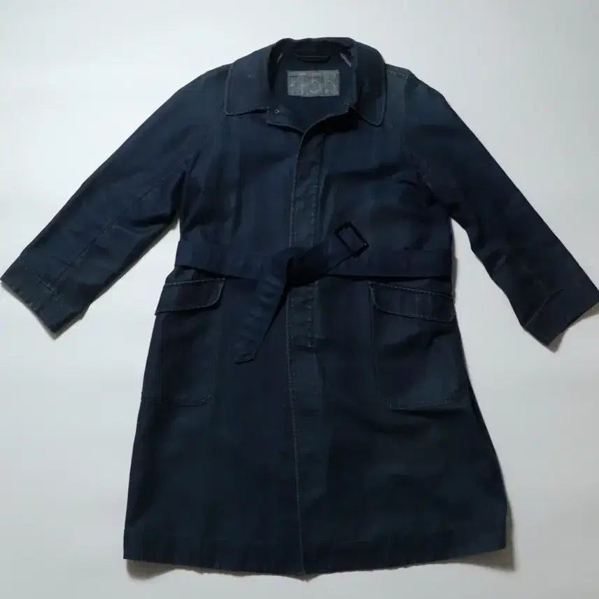 [BUNJANG] 45R Indigo Stand Collar Coat / 45R 인디고 스텐칼라 코트
