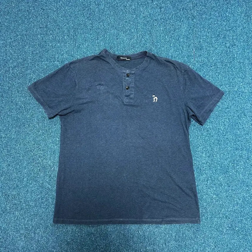 [BUNJANG] Hazzys Henley Neck Short Sleeve T-Shirt Navy Size 105 / 헤지스 헨리넥 반팔티 105