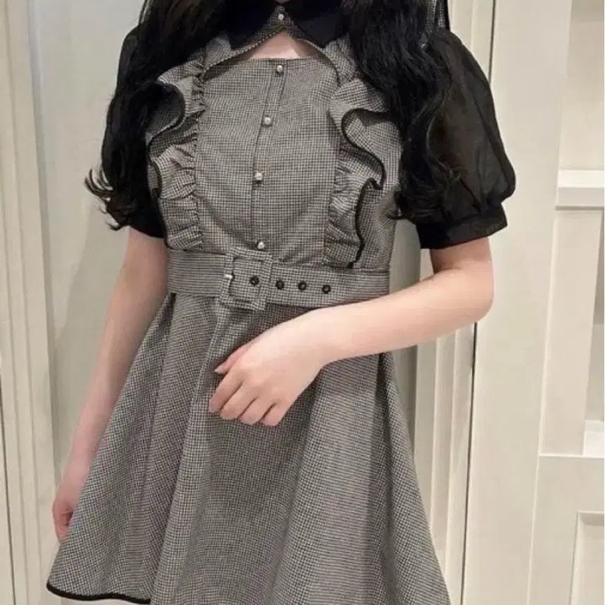 [BUNJANG] Bubbles Check Belt Setup Jireikei Apparel / Bubbles 버블즈 체크 벨트 셋업 지뢰계 양산형 걸리 스나계 피움 그레일 에블린