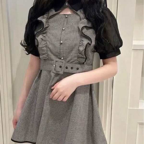 [BUNJANG] Bubbles Check Belt Setup Jireikei Apparel / Bubbles 버블즈 체크 벨트 셋업 지뢰계 양산형 걸리 스나계 피움 그레일 에블린