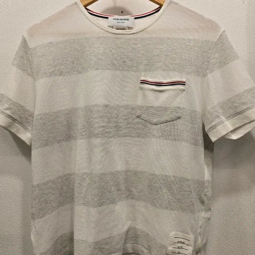 [BUNJANG] Thom Browne Striped Short Sleeve Polo Shirt White / 톰브라운 스트라이프 반팔 카라티 화이트