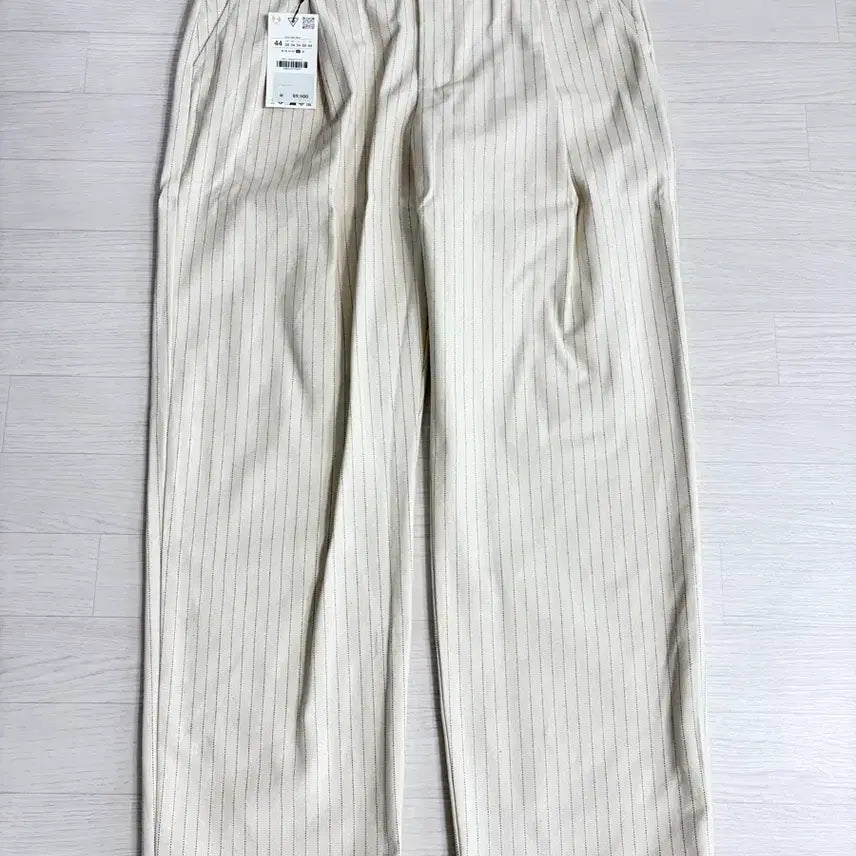 [BUNJANG] Zara Striped Cotton Trousers Ivory / 자라 스트라이프 패턴 면바지 아이보리