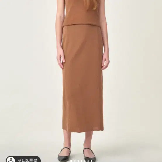 [BUNJANG] The Cashmere Banding Slit Knit Skirt Camel / 더캐시미어 밴딩 슬릿 니트 스커트 카멜