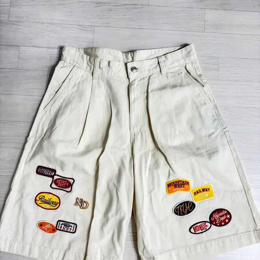 [BUNJANG] ZARA Patch Detail Cotton Shorts Ivory / 자라 면바지 패치 디테일 아이보리