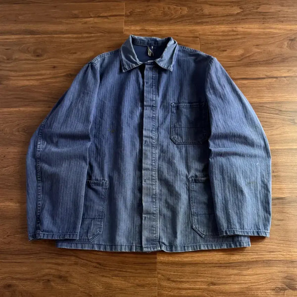 [BUNJANG] 1990s Vintage Fading Herringbone French Work Jacket / [L]90's 빈티지 페이딩 헤링본 프렌치 워크 자켓