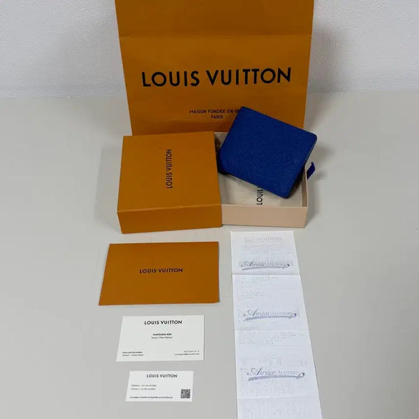 [BUNJANG] Louis Vuitton Monogram Taurillon Blue Bifold Wallet / 루이비통 모노그램 토뤼옹 블루 반지갑