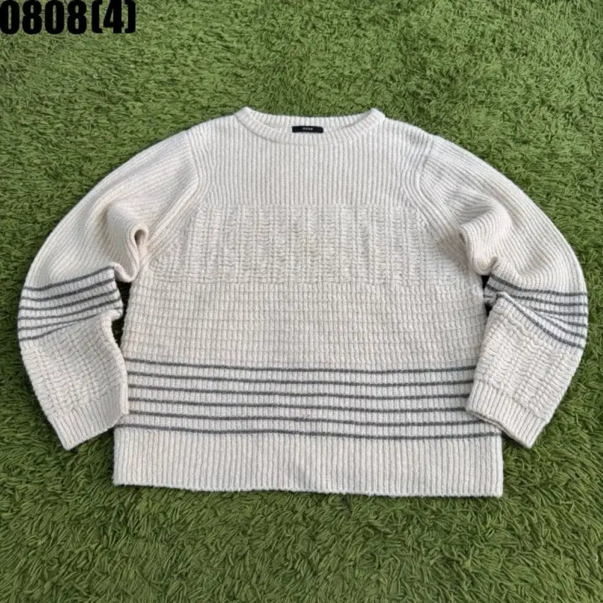[BUNJANG] System Ivory Stripe Knit Sweater / 시스템 니트 아이보리 스트라이프 스웨터