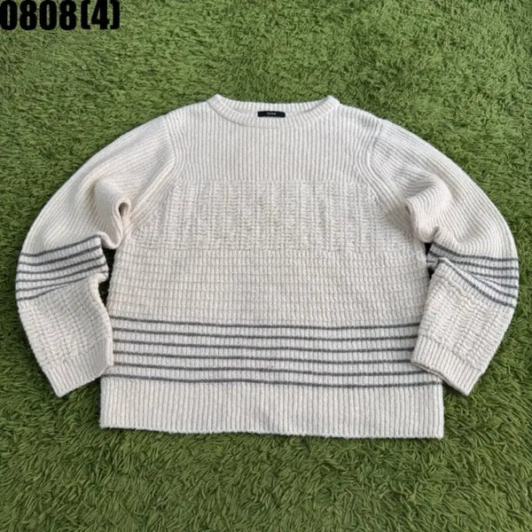 [BUNJANG] System Ivory Stripe Knit Sweater / 시스템 니트 아이보리 스트라이프 스웨터