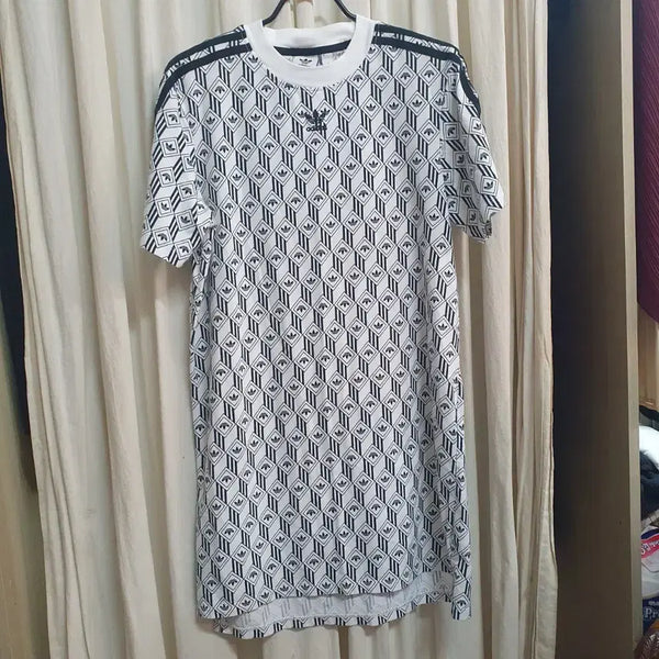 [BUNJANG] Adidas Short Sleeve Pattern Dress White / 아디다스 반팔 원피스 화이트 패턴