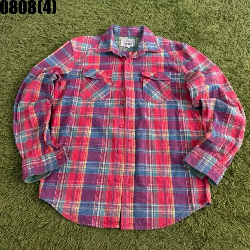 [BUNJANG] Levi's Check Flannel Shirt Pink Blue / 리바이스 체크 플란넬 셔츠 핑크 블루