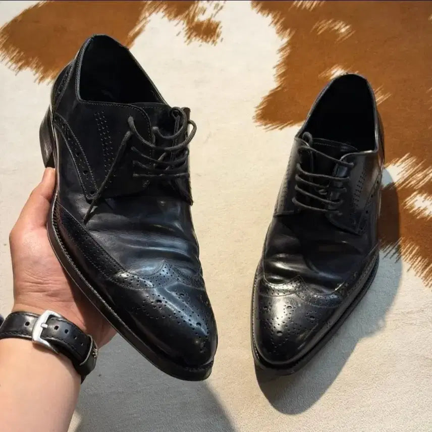 [BUNJANG] Dolce & Gabbana Wingtip Derby Shoes Black / 돌체앤가바나 윙팁 더비슈즈 (240-245)