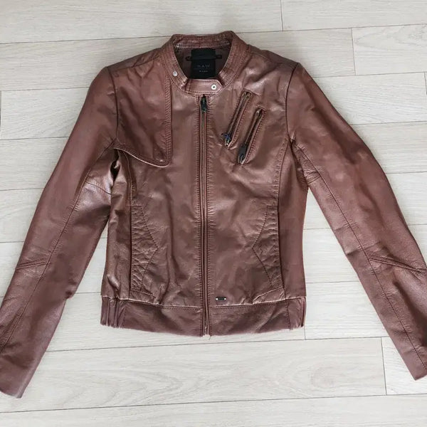 [BUNJANG] G-Star Raw Women's Leather Jacket Brown XS / G-STAR RAW 여성 가죽 자켓 브라운 XS