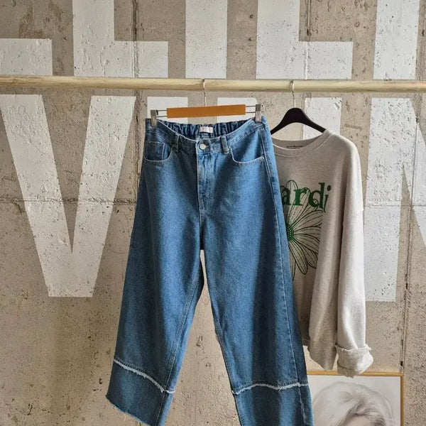 [BUNJANG] Wide Cut Denim Pants / 와이드 컷팅 데님팬츠 (PT1