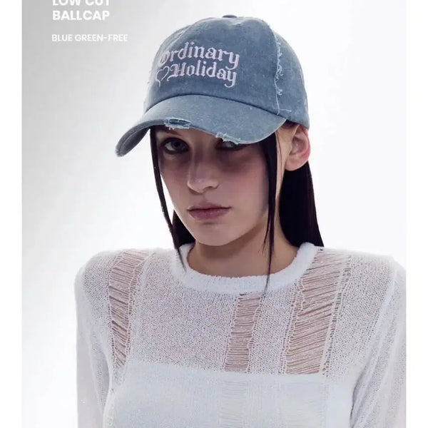 [BUNJANG] Ordinary Holiday Low Cut Ball Cap (Blue/Green) / 오디너리 홀리데이 로우컷 볼캡 블루 그린